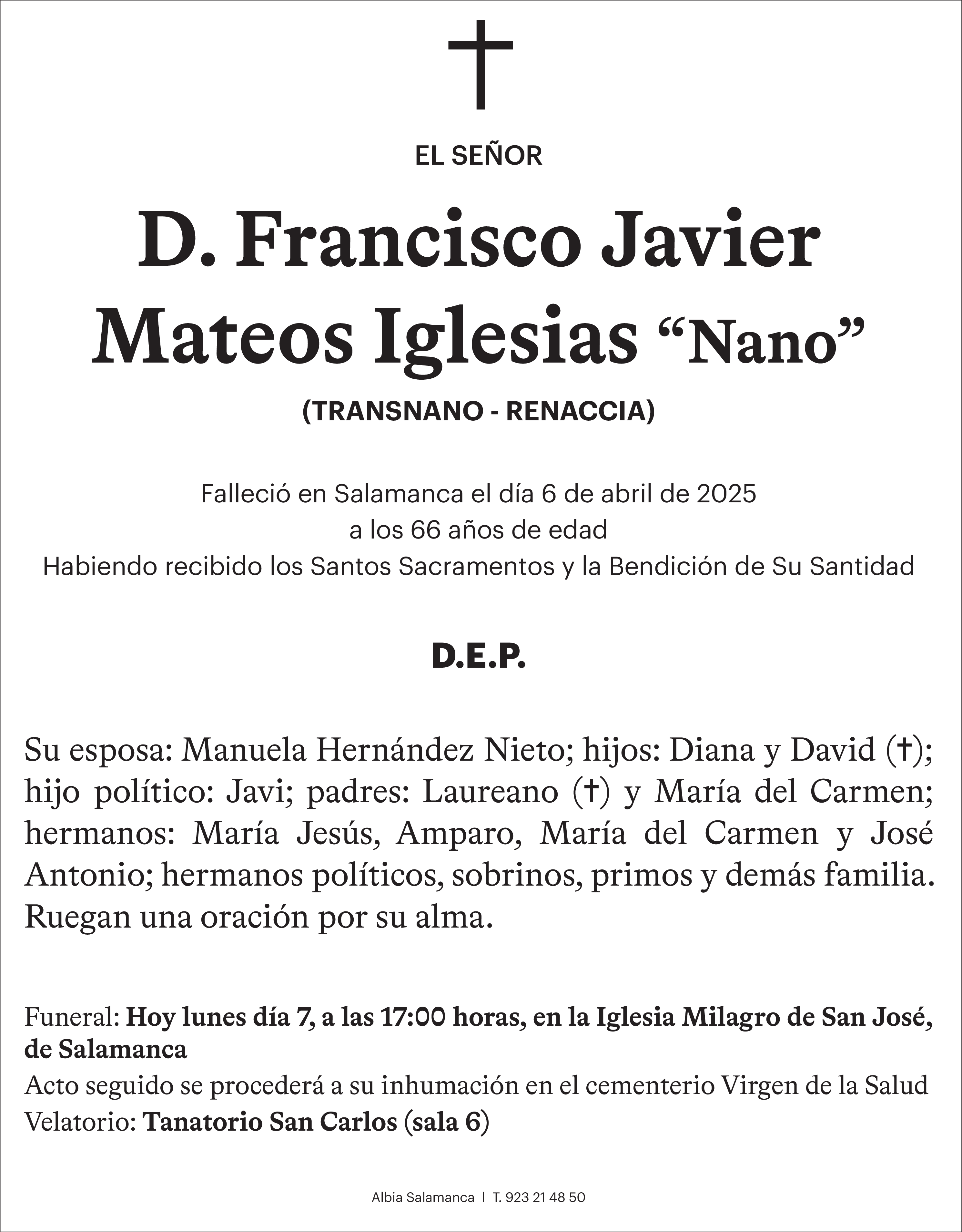 Don Francisco Javier Mateos Iglesias