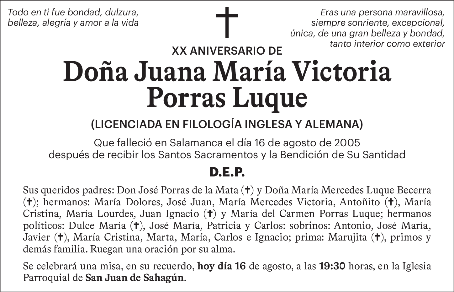 Doña Juana María Victoria Porras Luque