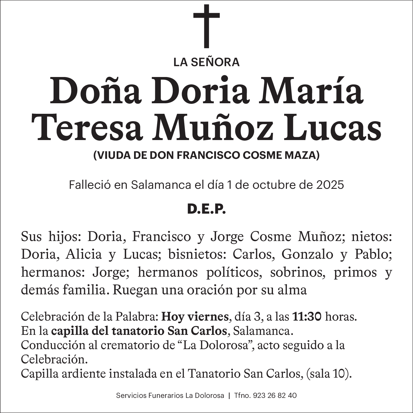 Doña Doria María Teresa Muñoz Lucas