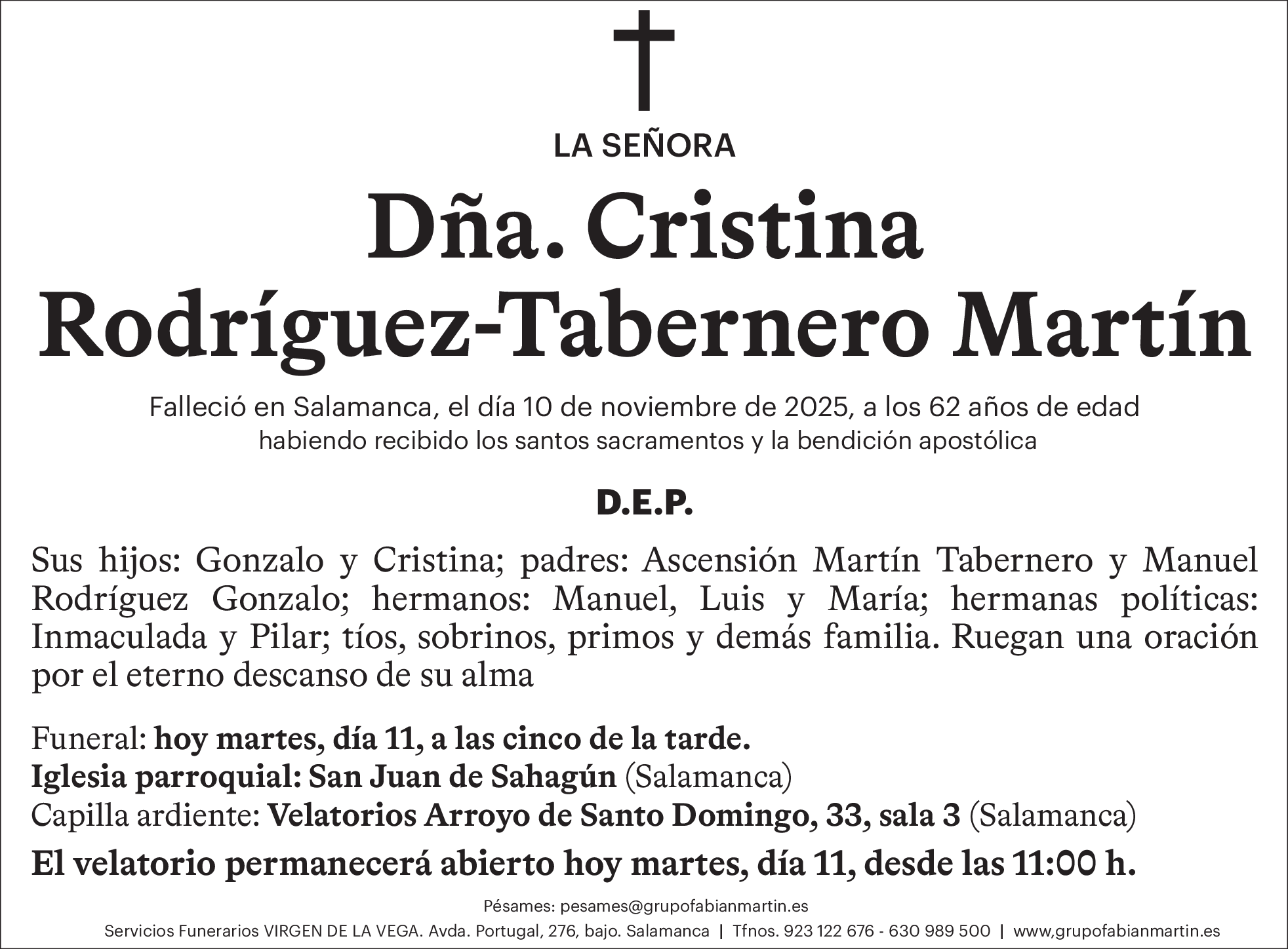 Dña. Cristina Rodríguez-Tabernero Martín