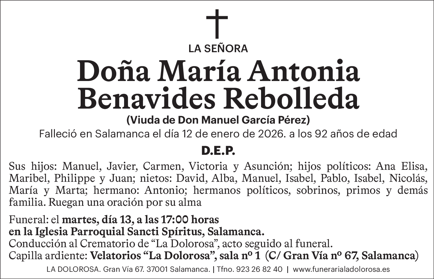 Doña María Antonia Benavides Rebolleda