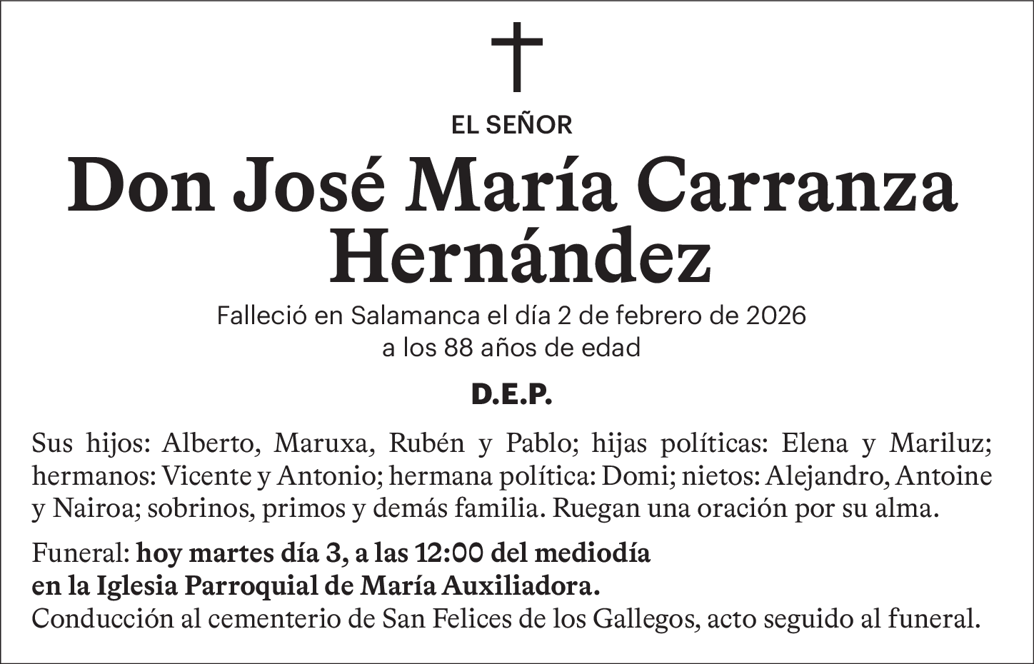 Don José María Carranza Hernández
