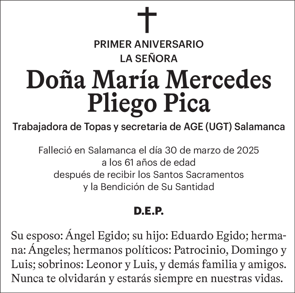 Doña María Mercedes Pliego Pica