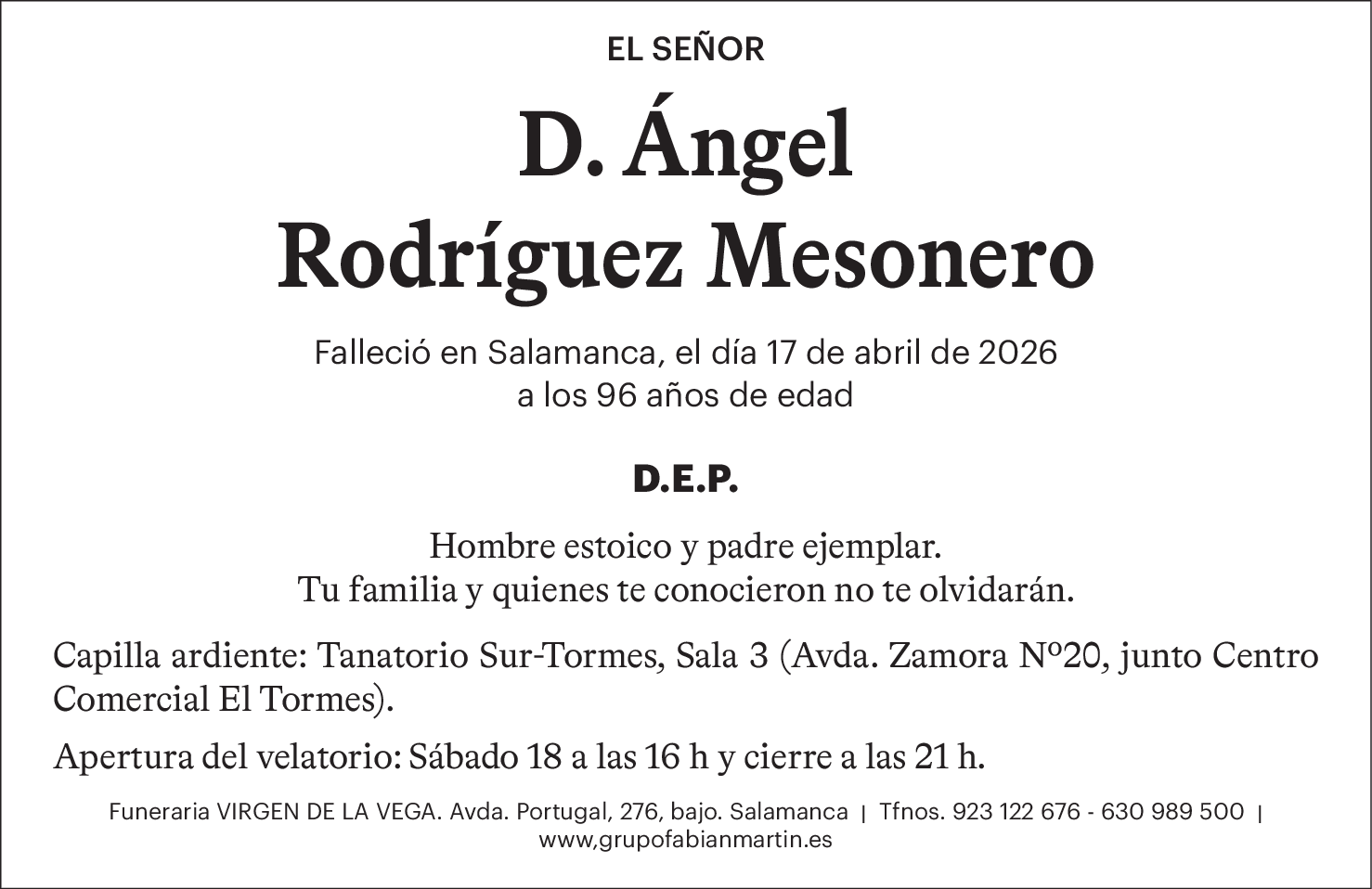 D. Ángel Rodríguez Mesonero