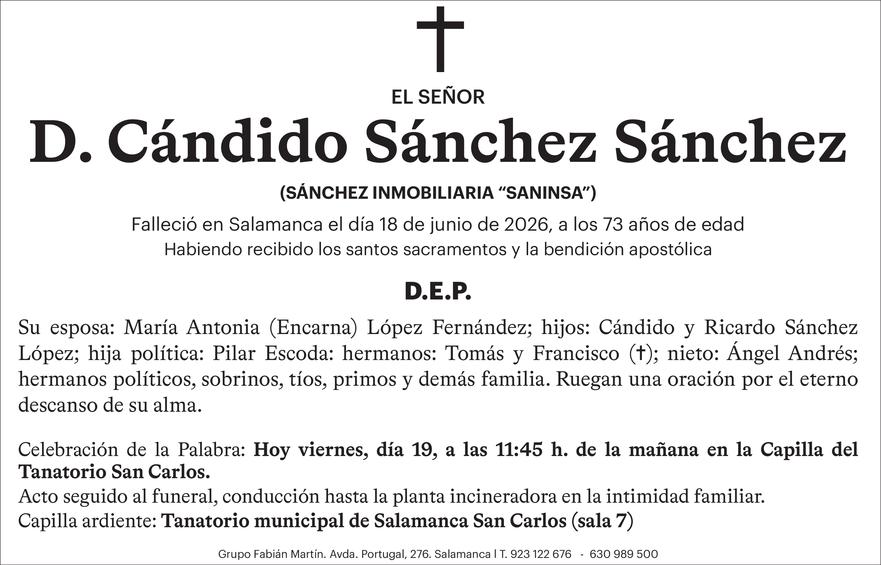 D. Cándido Sánchez Sánchez