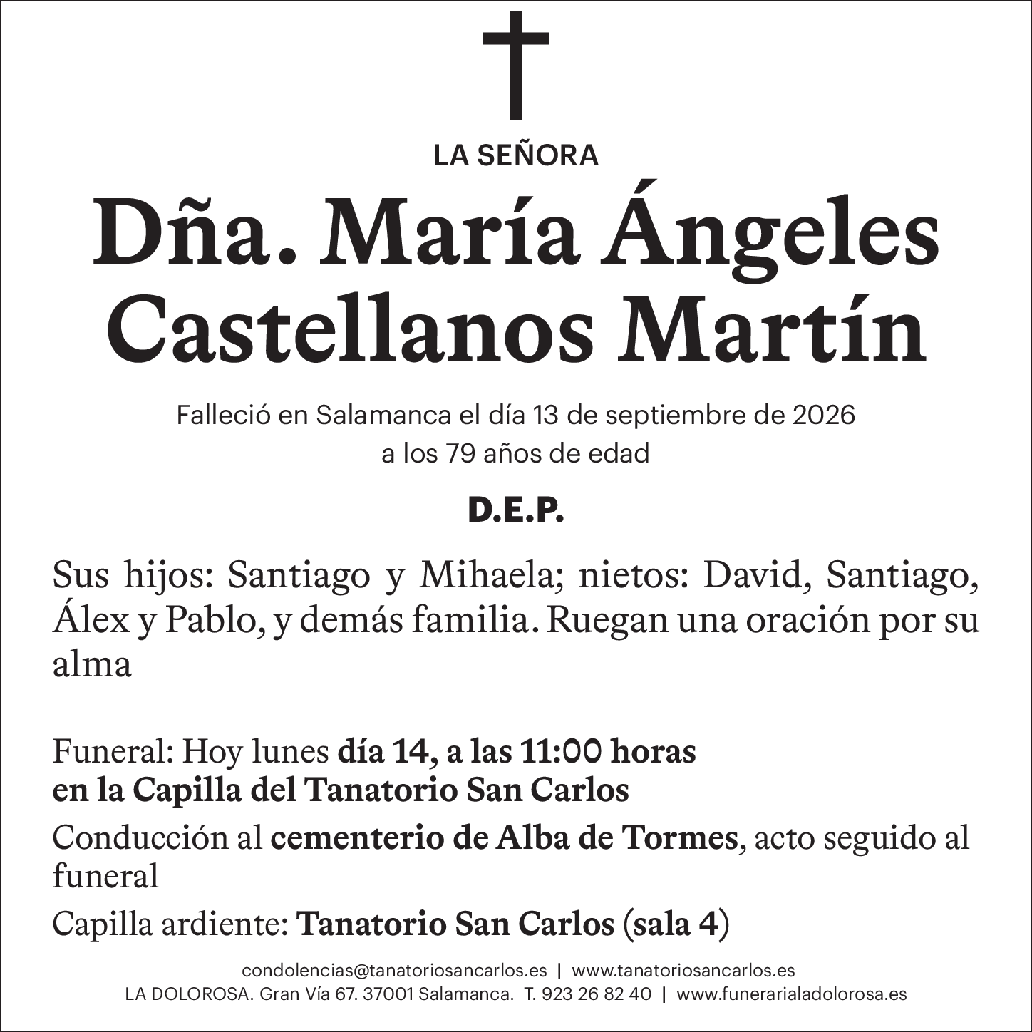 Dña. María Ángeles Castellanos Martín