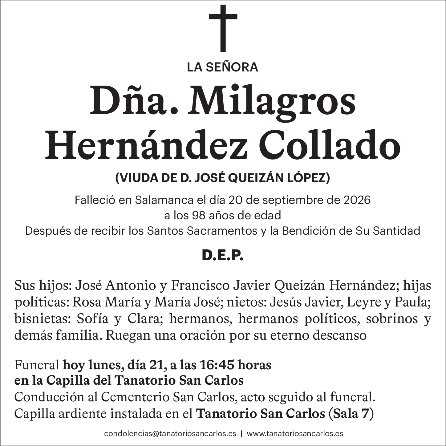 Dña. Milagros Hernández Collado
